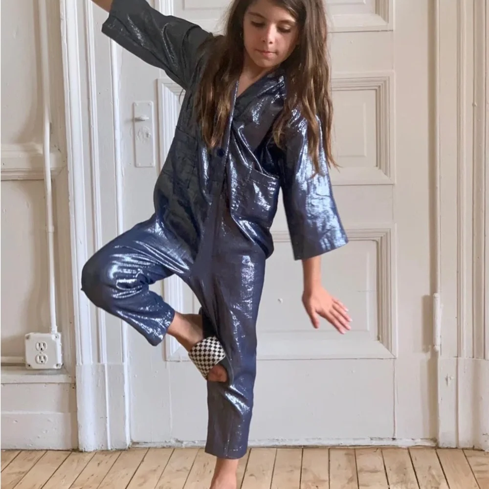 Suzie Kondi girls lurex utility jumpsuit 8 - Picture 4 of 15